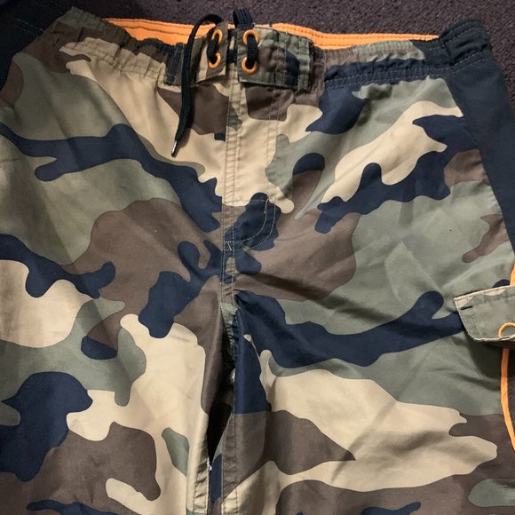 Dark Green and Dark Brown Swim Trunks Kids Size 8 - Picture 1 of 6